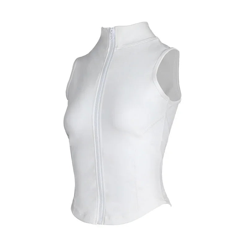 Women Athletic Zip Up Sleeveless Tops