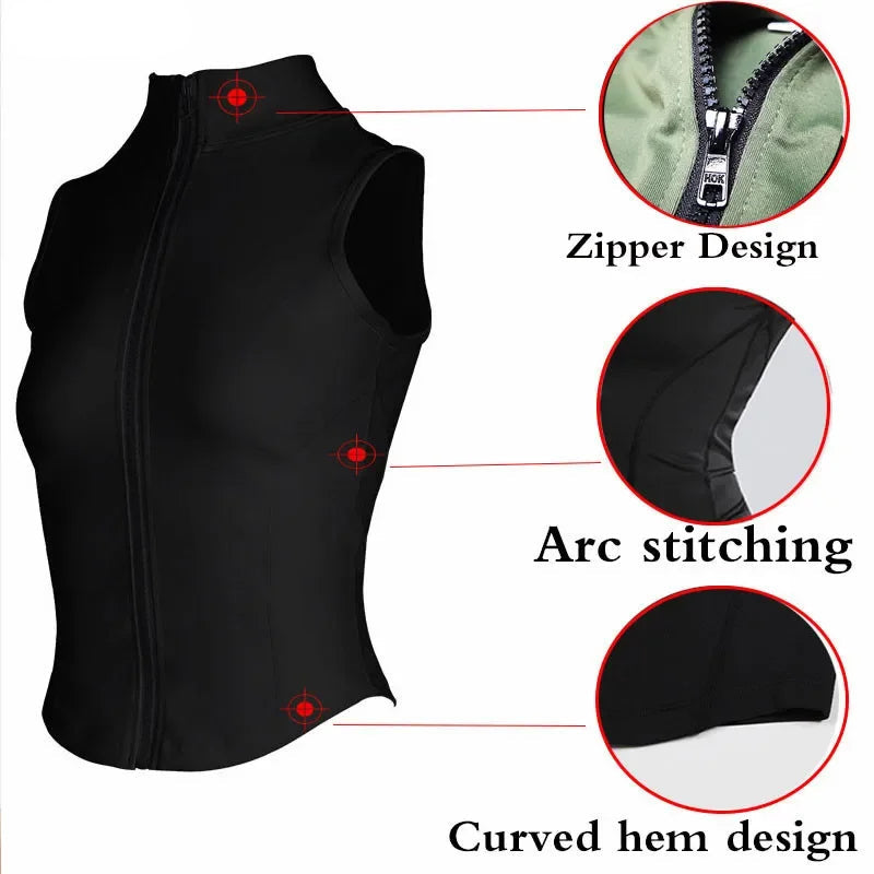 Women Athletic Zip Up Sleeveless Tops