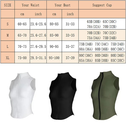 Women Athletic Zip Up Sleeveless Tops