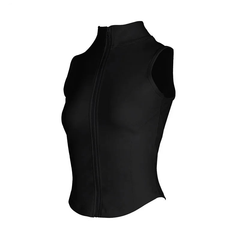 Women Athletic Zip Up Sleeveless Tops