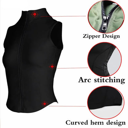 Women Athletic Zip Up Sleeveless Tops