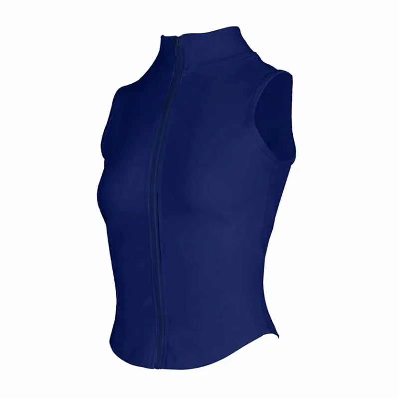 Women Athletic Zip Up Sleeveless Tops