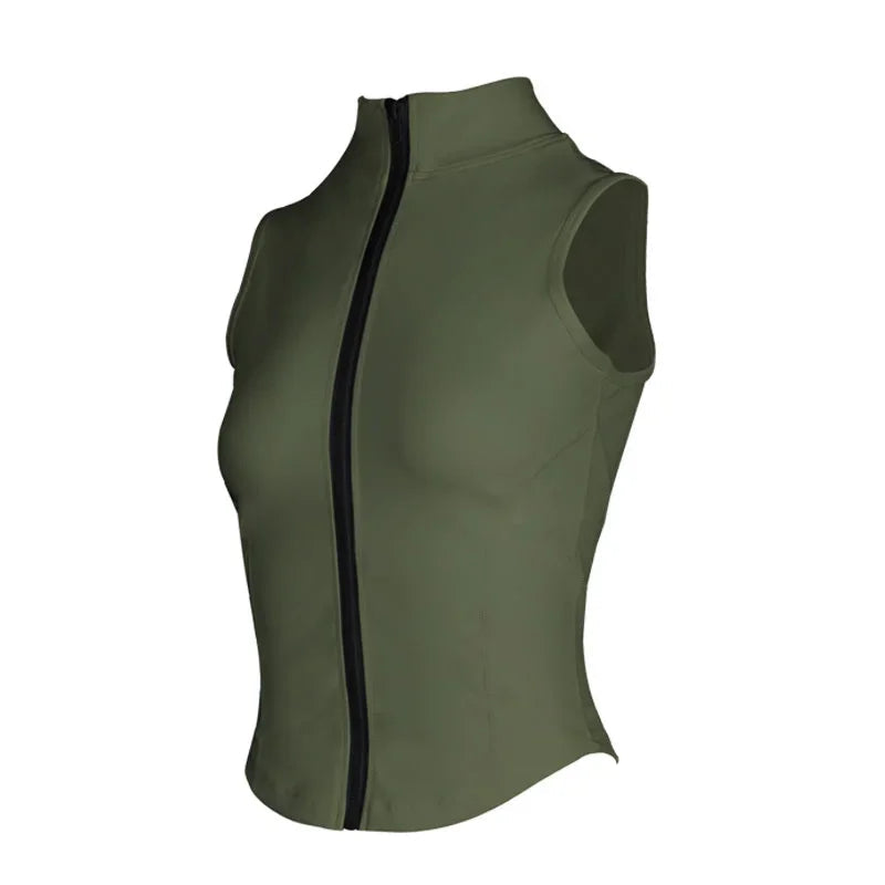 Women Athletic Zip Up Sleeveless Tops