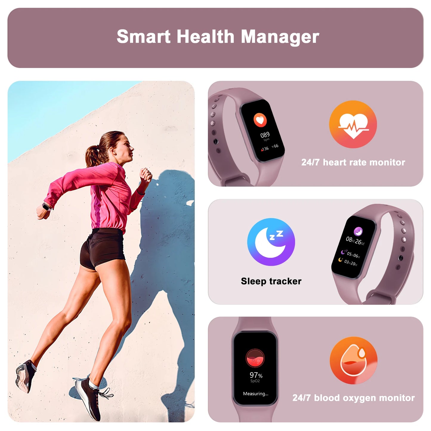 Sleep Monitor Pedometer Fitness Watch